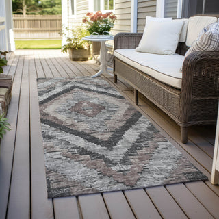Piper Looms Chantille Aztec ACN1890 Taupe Machine Washable Area Rug Runner Outdoor Lifestyle Image Feature