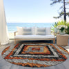 Piper Looms Chantille Aztec ACN1890 Terracotta Machine Washable Area Rug Round Outdoor Lifestyle Image Feature