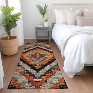 Piper Looms Chantille Aztec ACN1890 Terracotta Machine Washable Area Rug Runner Lifestyle Image Feature