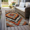 Piper Looms Chantille Aztec ACN1890 Terracotta Machine Washable Area Rug Runner Outdoor Lifestyle Image Feature