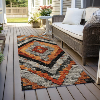 Piper Looms Chantille Aztec ACN1890 Terracotta Machine Washable Area Rug Runner Outdoor Lifestyle Image Feature