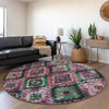 Piper Looms Chantille Aztec ACN1891 Blush Machine Washable Area Rug Round Lifestyle Image Feature