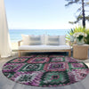 Piper Looms Chantille Aztec ACN1891 Blush Machine Washable Area Rug Round Outdoor Lifestyle Image Feature