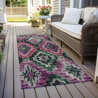 Piper Looms Chantille Aztec ACN1891 Blush Machine Washable Area Rug Runner Outdoor Lifestyle Image Feature