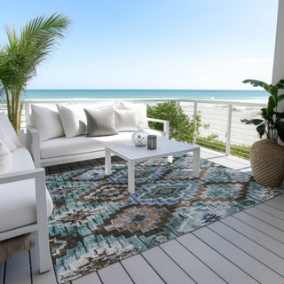 Piper Looms Chantille Aztec ACN1891 Brown Machine Washable Area Rug Outdoor Lifestyle Image Feature