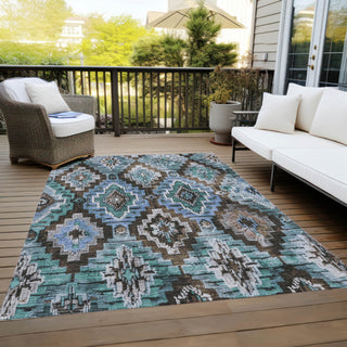 Piper Looms Chantille Aztec ACN1891 Brown Machine Washable Area Rug Outdoor Lifestyle Image Feature