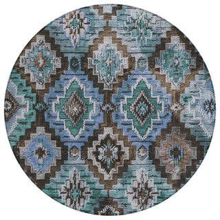 Piper Looms Chantille Aztec ACN1891 Brown Machine Washable Area Rug Round Main Image