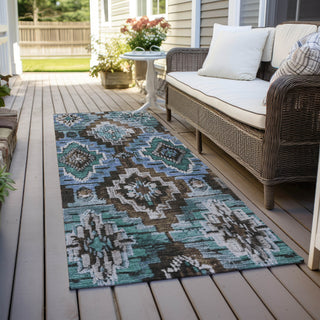 Piper Looms Chantille Aztec ACN1891 Brown Machine Washable Area Rug Runner Outdoor Lifestyle Image Feature