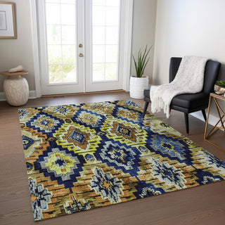 Piper Looms Chantille Aztec ACN1891 Navy Machine Washable Area Rug Lifestyle Image Feature