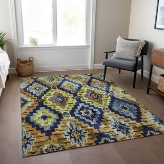 Piper Looms Chantille Aztec ACN1891 Navy Machine Washable Area Rug Lifestyle Image Feature