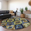 Piper Looms Chantille Aztec ACN1891 Navy Machine Washable Area Rug Round Lifestyle Image Feature