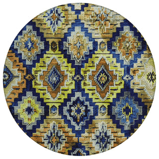 Piper Looms Chantille Aztec ACN1891 Navy Machine Washable Area Rug Round Main Image