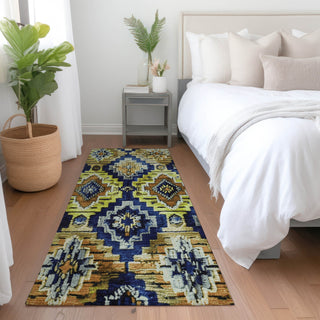 Piper Looms Chantille Aztec ACN1891 Navy Machine Washable Area Rug Runner Lifestyle Image Feature