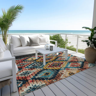Piper Looms Chantille Aztec ACN1891 Rust Machine Washable Area Rug Outdoor Lifestyle Image Feature