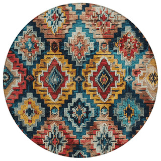 Piper Looms Chantille Aztec ACN1891 Rust Machine Washable Area Rug Round Main Image