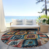 Piper Looms Chantille Aztec ACN1891 Rust Machine Washable Area Rug Round Outdoor Lifestyle Image Feature