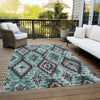 Piper Looms Chantille Aztec ACN1891 Teal Machine Washable Area Rug Outdoor Lifestyle Image Feature