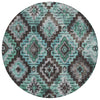 Piper Looms Chantille Aztec ACN1891 Teal Machine Washable Area Rug Round Main Image
