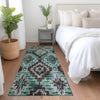 Piper Looms Chantille Aztec ACN1891 Teal Machine Washable Area Rug Runner Lifestyle Image Feature