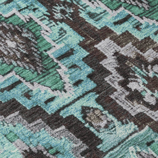 Piper Looms Chantille Aztec ACN1891 Teal Machine Washable Area Rug Swatch Image