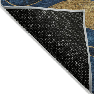 Piper Looms Chantille Swirls ACN1892 Blue Machine Washable Area Rug Backing Image