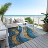 Piper Looms Chantille Swirls ACN1892 Blue Machine Washable Area Rug Outdoor Lifestyle Image Feature