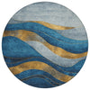 Piper Looms Chantille Swirls ACN1892 Blue Machine Washable Area Rug Round Main Image