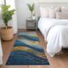 Piper Looms Chantille Swirls ACN1892 Blue Machine Washable Area Rug Runner Lifestyle Image Feature