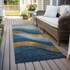 Piper Looms Chantille Swirls ACN1892 Blue Machine Washable Area Rug Runner Outdoor Lifestyle Image Feature