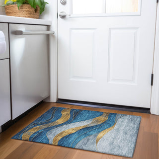 Piper Looms Chantille Swirls ACN1892 Blue Machine Washable Area Rug Scatter Lifestyle Image Feature