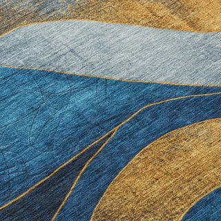 Piper Looms Chantille Swirls ACN1892 Blue Machine Washable Area Rug Swatch Image