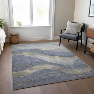 Piper Looms Chantille Swirls ACN1892 Denim Machine Washable Area Rug Lifestyle Image Feature