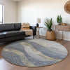Piper Looms Chantille Swirls ACN1892 Denim Machine Washable Area Rug Round Lifestyle Image Feature