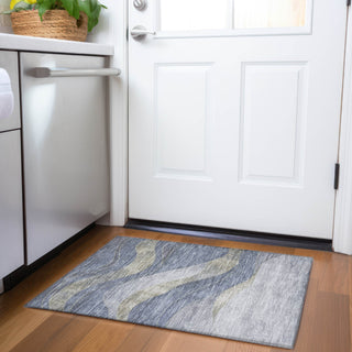 Piper Looms Chantille Swirls ACN1892 Denim Machine Washable Area Rug Scatter Lifestyle Image Feature