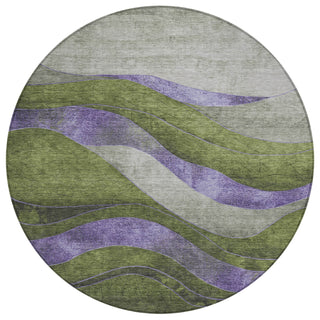 Piper Looms Chantille Swirls ACN1892 Olive Machine Washable Area Rug Round Main Image