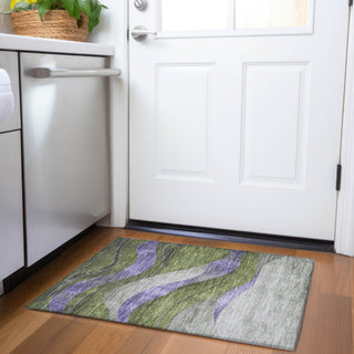 Piper Looms Chantille Swirls ACN1892 Olive Machine Washable Area Rug Scatter Lifestyle Image Feature