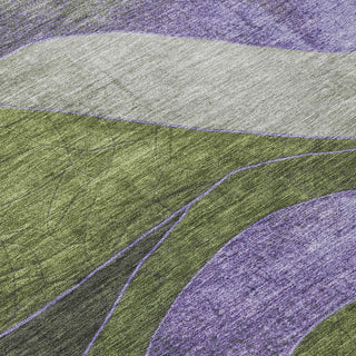 Piper Looms Chantille Swirls ACN1892 Olive Machine Washable Area Rug Swatch Image