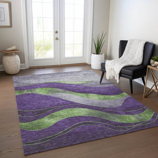 Piper Looms Chantille Swirls ACN1892 Purple Machine Washable Area Rug Lifestyle Image Feature