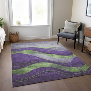 Piper Looms Chantille Swirls ACN1892 Purple Machine Washable Area Rug Lifestyle Image Feature