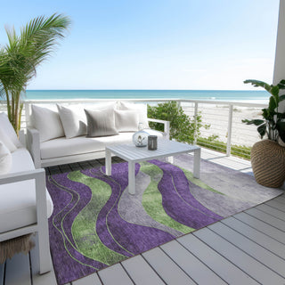 Piper Looms Chantille Swirls ACN1892 Purple Machine Washable Area Rug Outdoor Lifestyle Image Feature