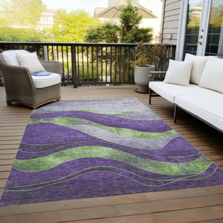 Piper Looms Chantille Swirls ACN1892 Purple Machine Washable Area Rug Outdoor Lifestyle Image Feature