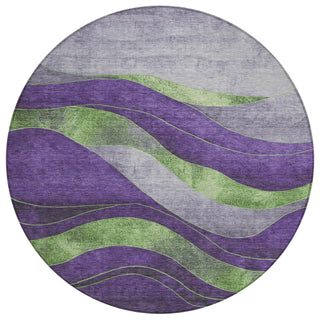Piper Looms Chantille Swirls ACN1892 Purple Machine Washable Area Rug Round Main Image