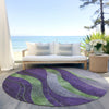 Piper Looms Chantille Swirls ACN1892 Purple Machine Washable Area Rug Round Outdoor Lifestyle Image Feature