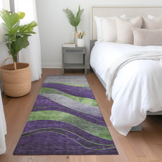 Piper Looms Chantille Swirls ACN1892 Purple Machine Washable Area Rug Runner Lifestyle Image Feature