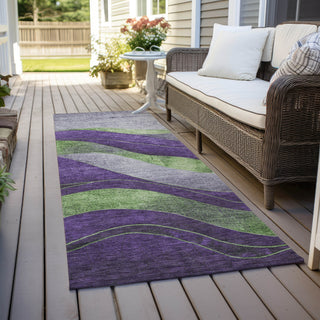 Piper Looms Chantille Swirls ACN1892 Purple Machine Washable Area Rug Runner Outdoor Lifestyle Image Feature