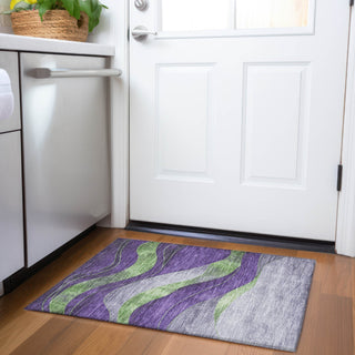 Piper Looms Chantille Swirls ACN1892 Purple Machine Washable Area Rug Scatter Lifestyle Image Feature