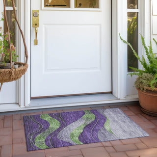 Piper Looms Chantille Swirls ACN1892 Purple Machine Washable Area Rug Scatter Outdoor Lifestyle Image Feature