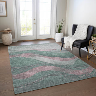 Piper Looms Chantille Swirls ACN1892 Sage Machine Washable Area Rug Lifestyle Image Feature