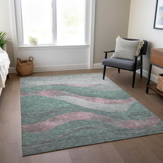 Piper Looms Chantille Swirls ACN1892 Sage Machine Washable Area Rug Lifestyle Image Feature