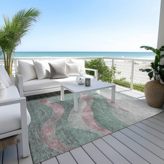 Piper Looms Chantille Swirls ACN1892 Sage Machine Washable Area Rug Outdoor Lifestyle Image Feature